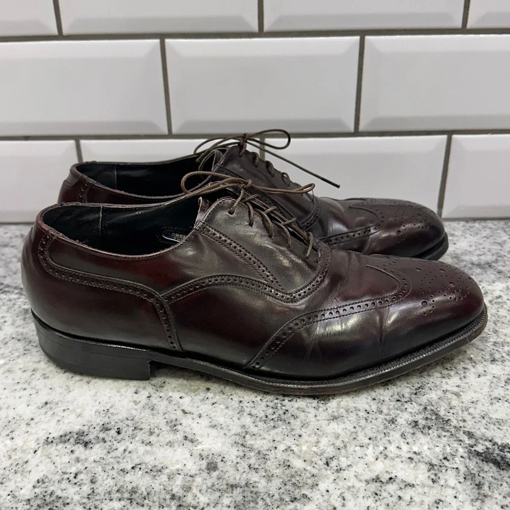 Florsheim Mens 8 D Wingtip‎ Oxford Burgundy Leather Brogue Dress Shoes Classic